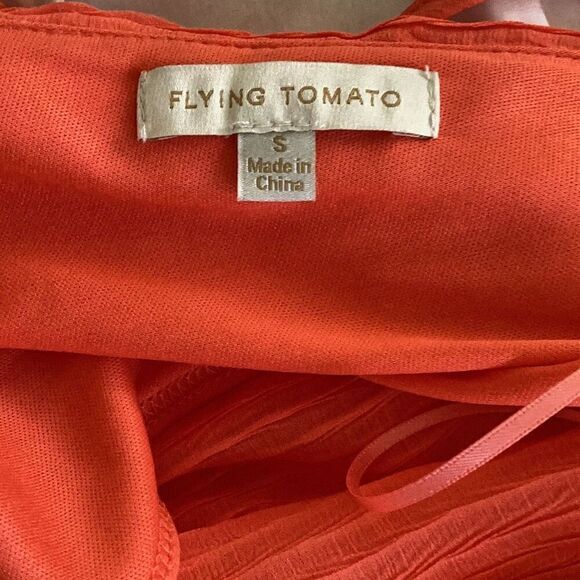 Flying Tomato Women’s Small “You Found My Heart” Orange Woven Maxi Dress - Picture 8 of 8